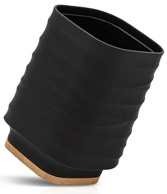 Accessori bagno in set da 3 pezzi in abs nero linea Wave