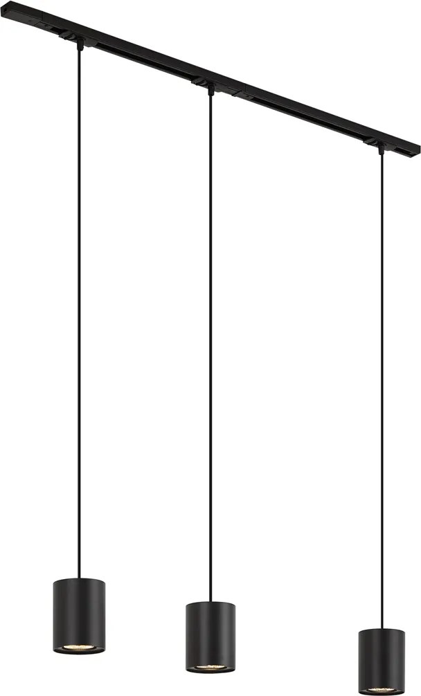 Modern railsysteem met 3 hanglampen zwart 1-fase - Iconic Holt