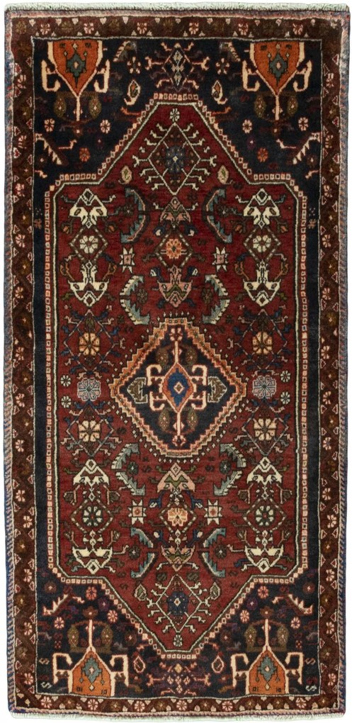 Shiraz Tappeto persiano 70x150 Rosso (Iran) Annodato A Mano