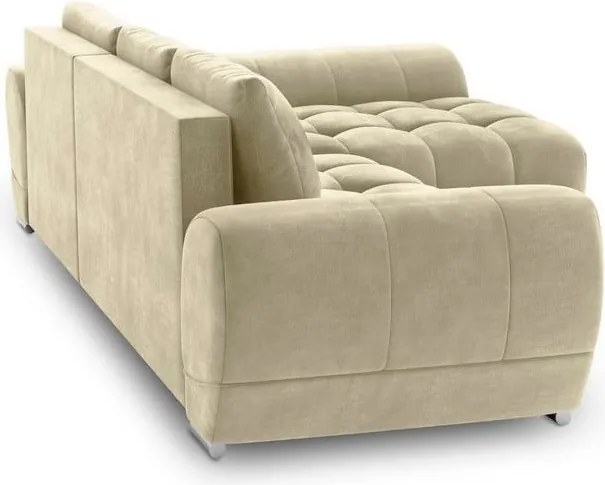 Divano letto angolare beige con rivestimento in velluto, angolo destro Nuage - Windsor &amp; Co Sofas