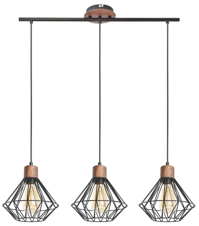 Lampadario Moderno Sequoia nero paralume nero 3x E27 SEYNAVE