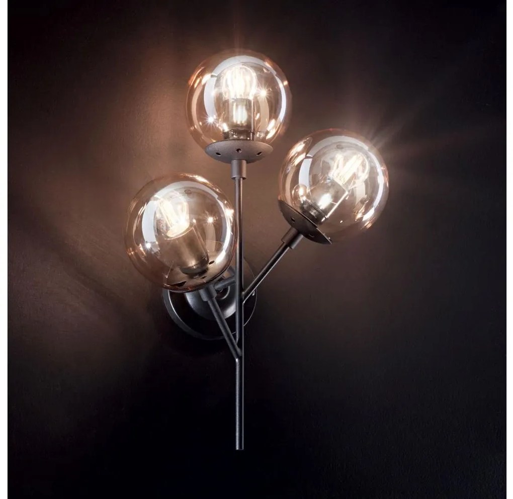 Ideal Lux - Applique KEPLER 3xE27/42W/230V nero/fumé