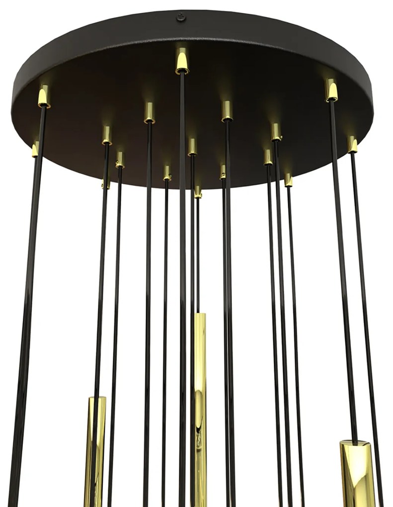 Lampadario Moderno Shu Acciaio Nero 17 Luci G9 Ip20