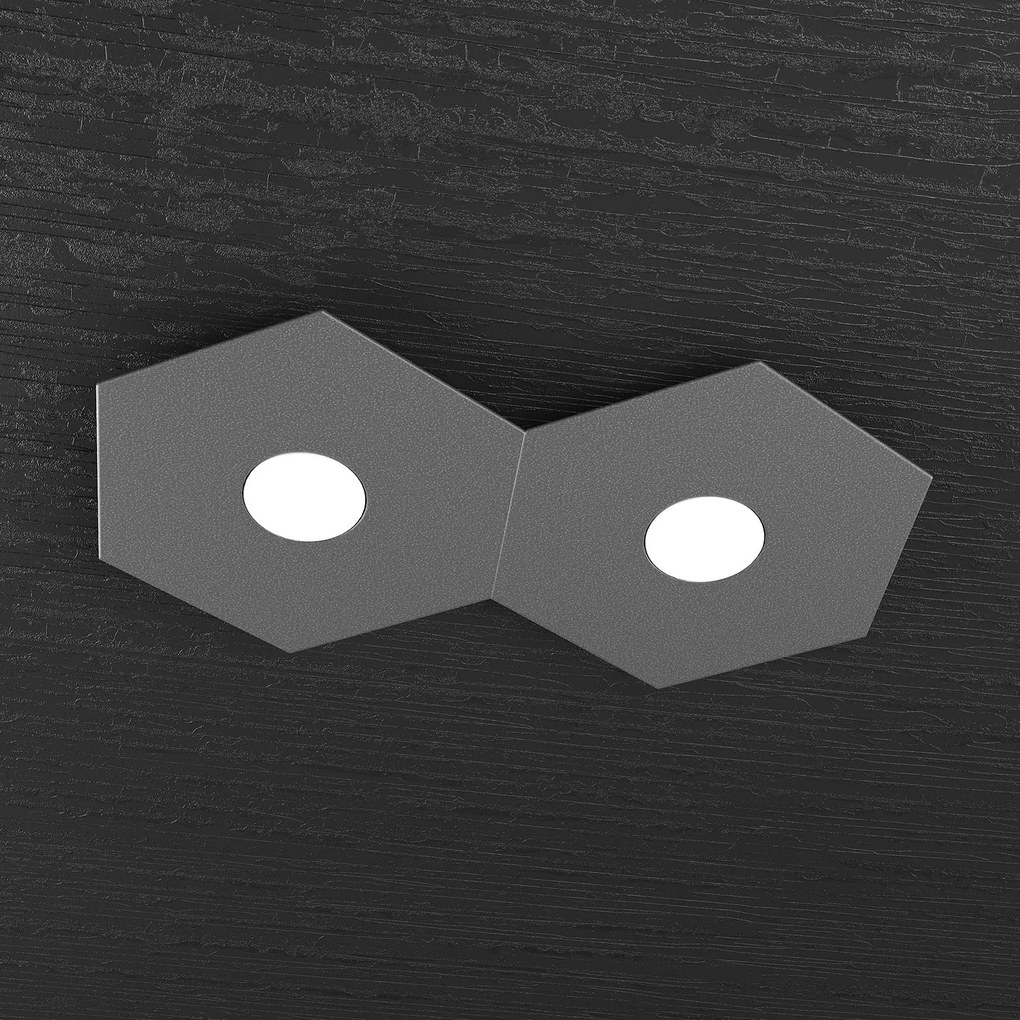 Plafoniera Industrial-Minimal Hexagon Metallo Antracite 2 Luci Led 12X2W