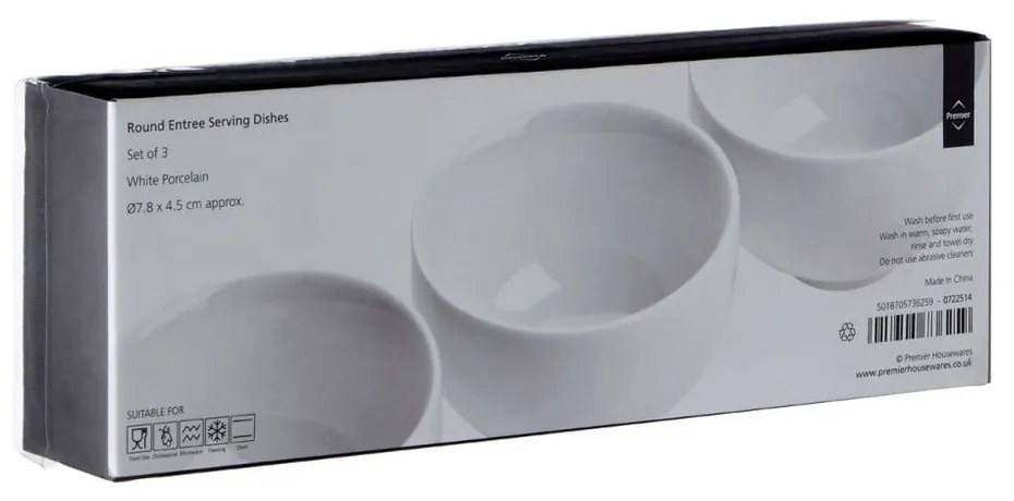 Set di 3 ciotole in porcellana bianca ø 8 cm Entree - Premier Housewares