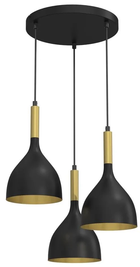 Lampadario a sospensione con filo NOAK 3xE27/60W/230V nero/oro
