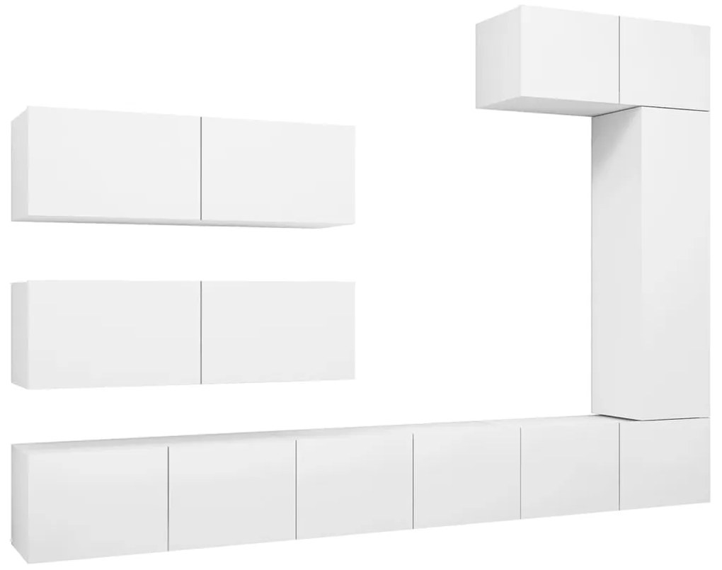 Set mobile tv 7 pz bianco in truciolato