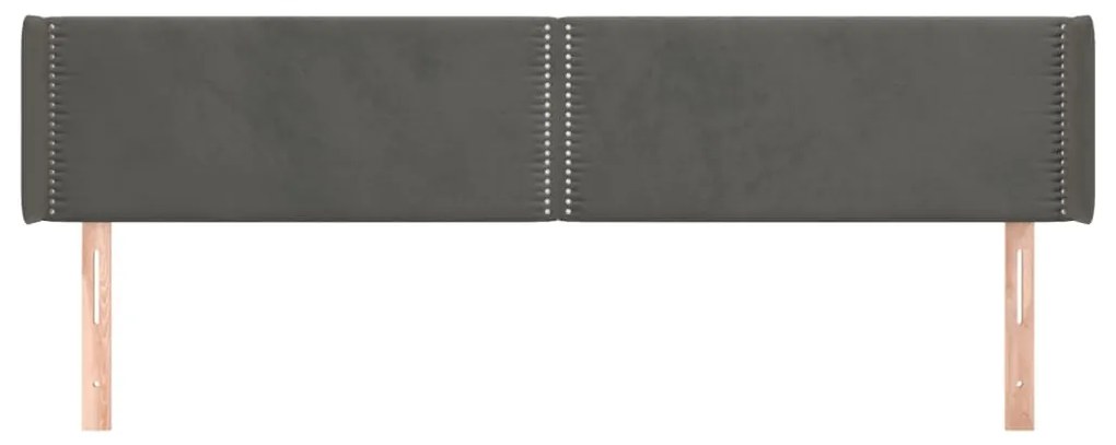 Testiera ad orecchio grigio scuro 203x16x78/88 cm in velluto