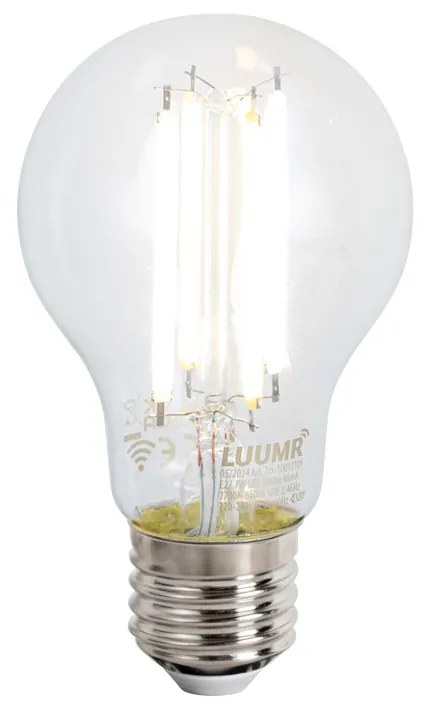 Lampada a sospensione smart nera con vetro oro 7 luci incl. 7 Wifi A60 - Bert