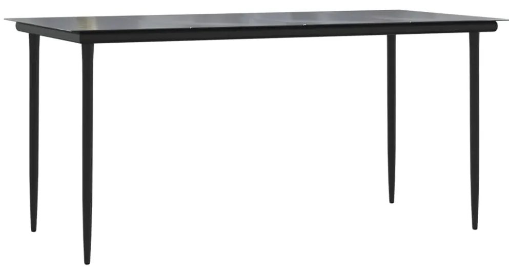 Set da pranzo da giardino 7 pz nero con cuscini in polyrattan