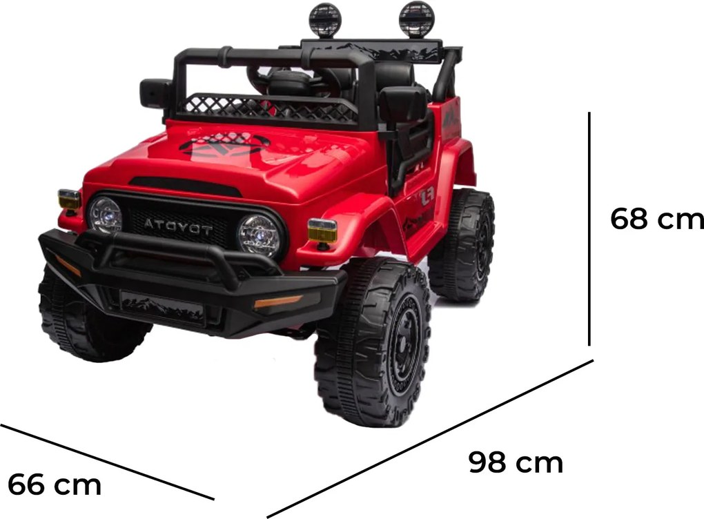 Macchina Elettrica per Bambini Fuoristrada Toyota Fj Cruiser 12V Telecomando Ruote in Gomma e Sedile in Pelle Rosso...
