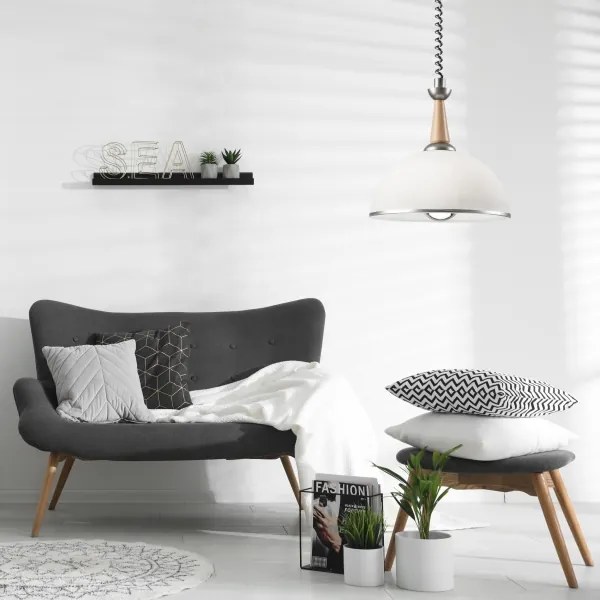 Lampadario a scomparsa CHIARA 1xE27/60W/230V argento/rovere