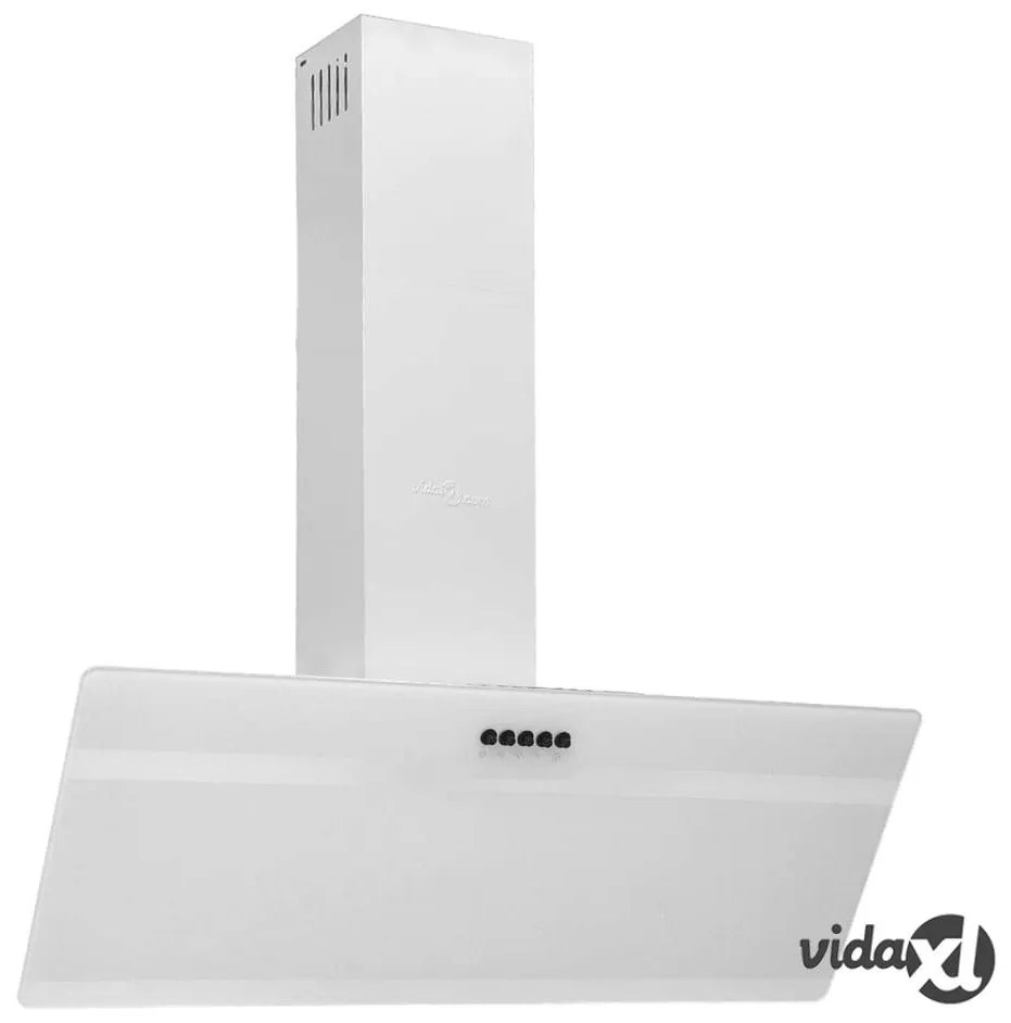 vidaXL Cappa a Parete 90 cm in Acciaio e Vetro Temperato Bianco