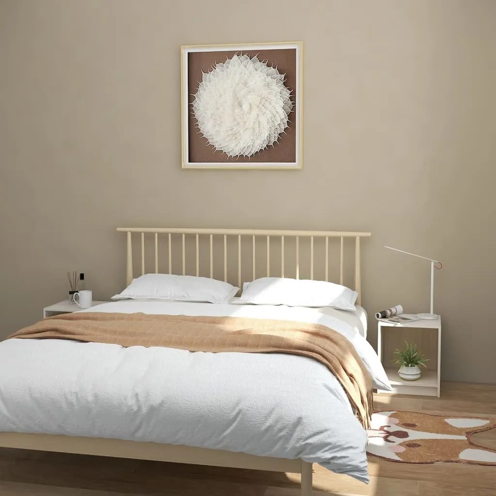 Comodini 2 Pz Bianchi 35,5x33,5x41,5 Cm Legno Massello Di Pino /