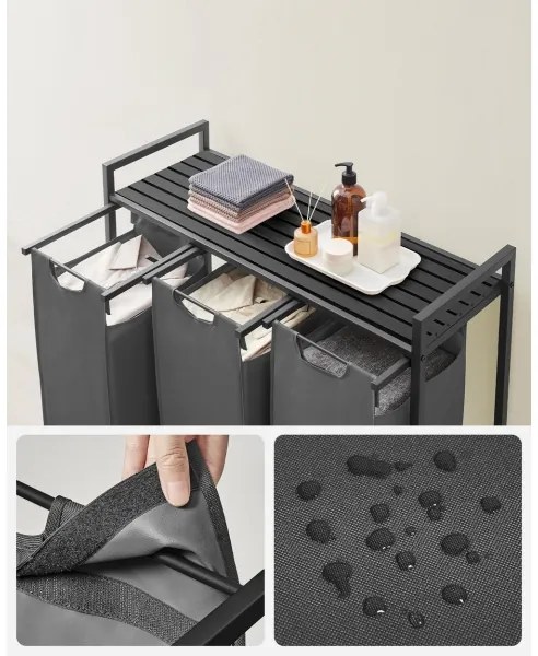 Cesto portabiancheria REX nero/grigio