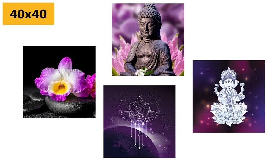 Set di quadri – Feng Shui in viola