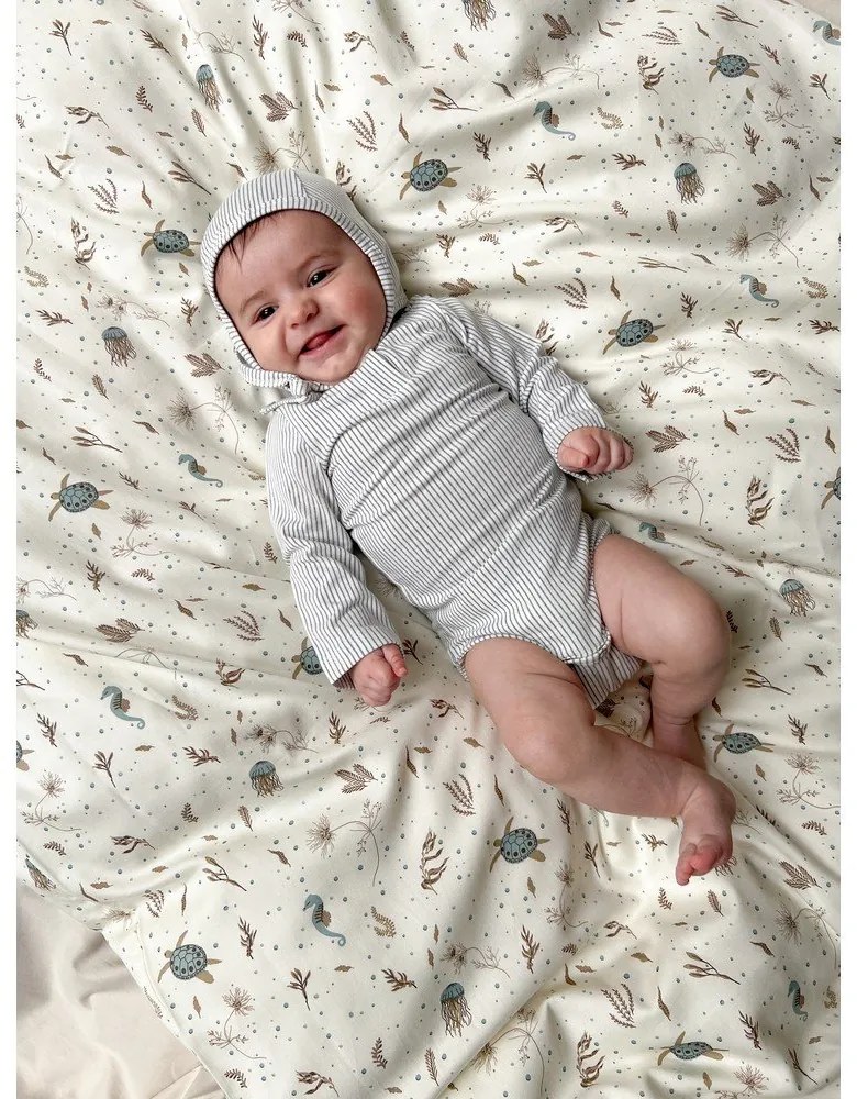 Set copripiumino e federa da bambini giallo chiaro in cotone organico per culla 70x100 cm Sea Garden – Cam Cam Copenhagen