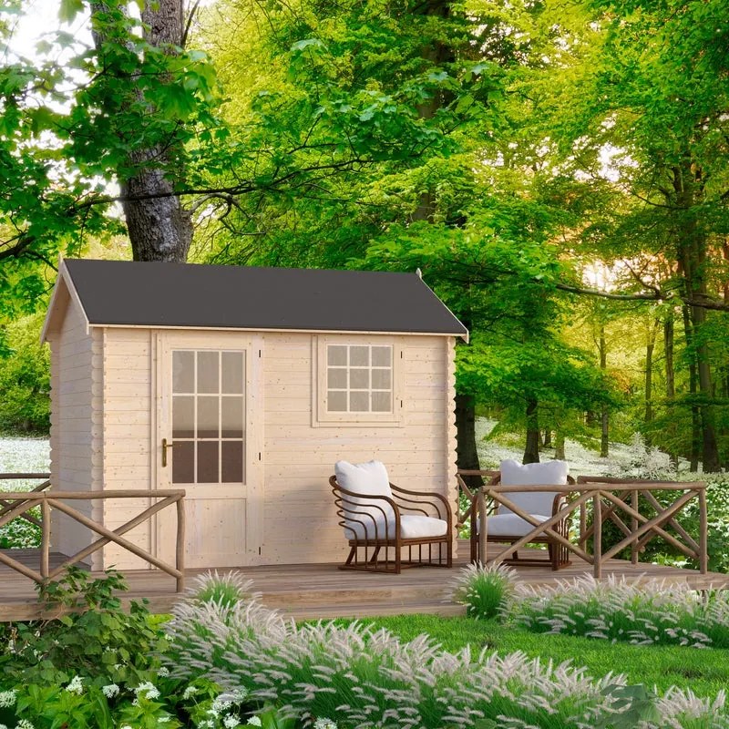 Casetta da giardino in legno abete 2 x 3 m, superficie esterna 5.9 m² e spessore parete 20 mm, senza pavimento porta ad anta singola, TOSCANA GARDEN Avril