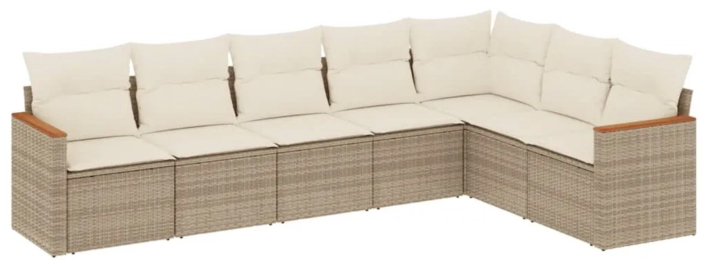 Set divani da giardino 7 pz con cuscini beige in polyrattan