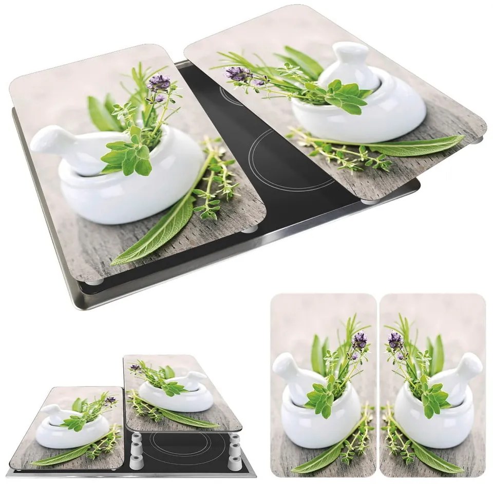 Set di 2 copri stufe in vetro Herbal, 52 x 30 cm Herb Garden - Wenko