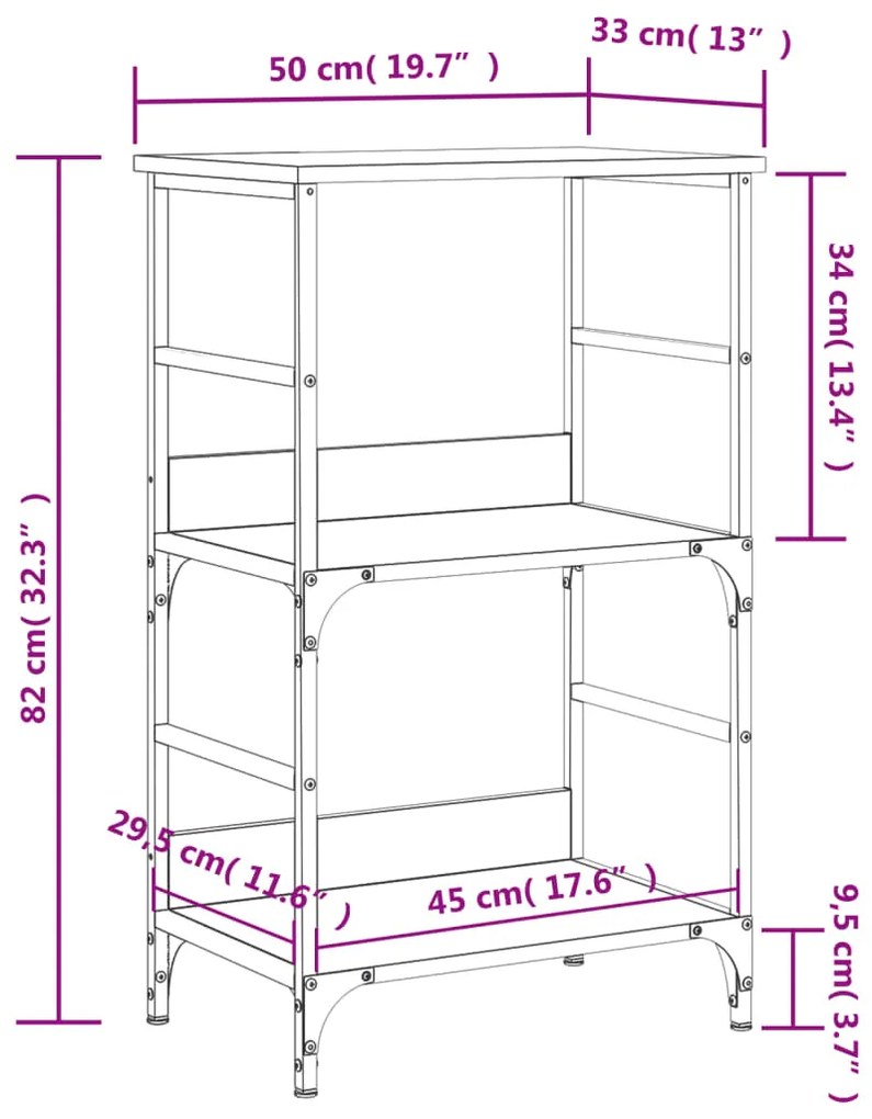 Libreria Grigio Sonoma 50x33x82 cm in Legno Multistrato