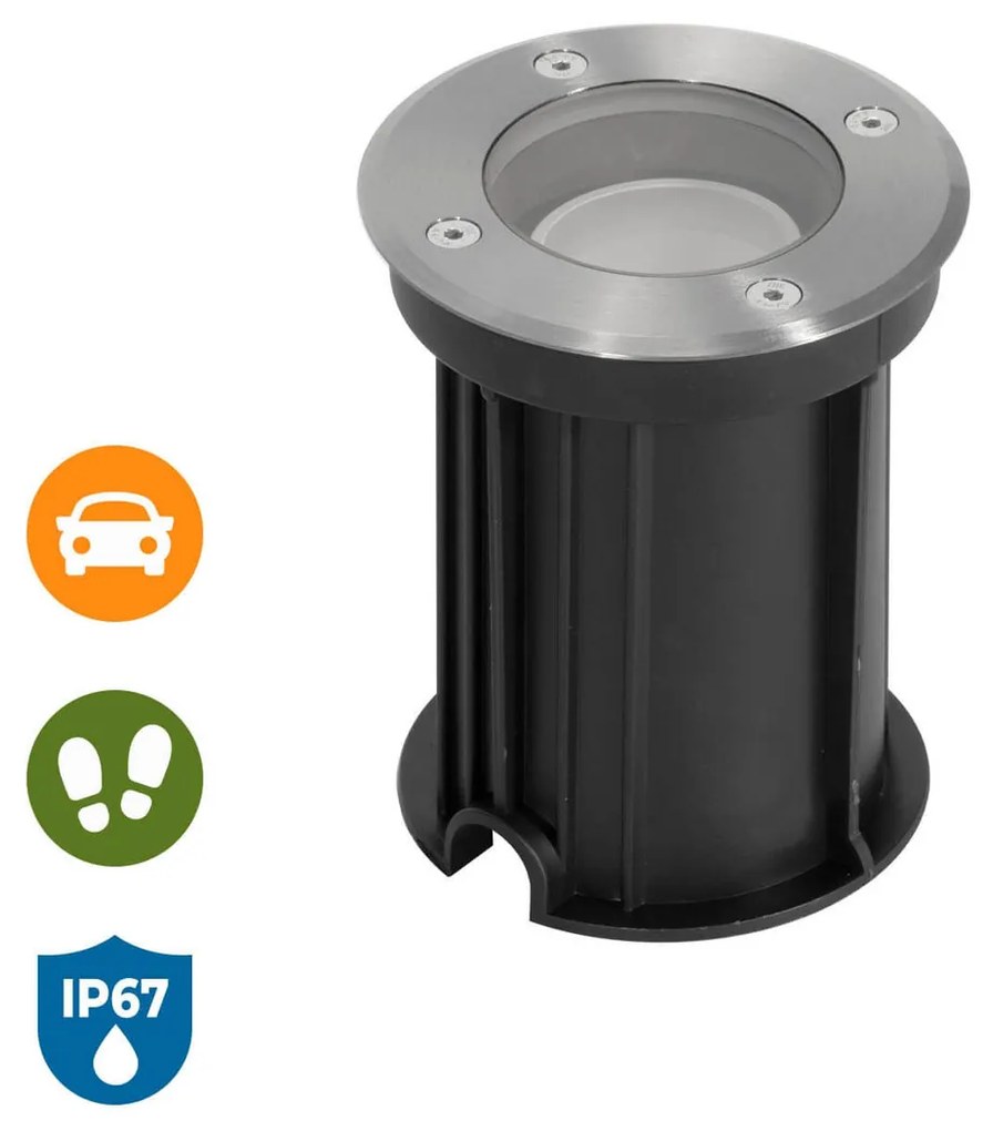 Faretto Carrabile GU10 IP67 - INOX 304 con Doppio Pressacavo