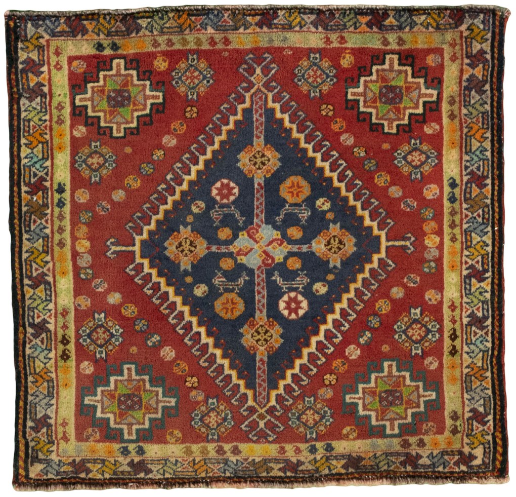 Shiraz Tappeto persiano 60x60 Rosso (Iran) Annodato A Mano