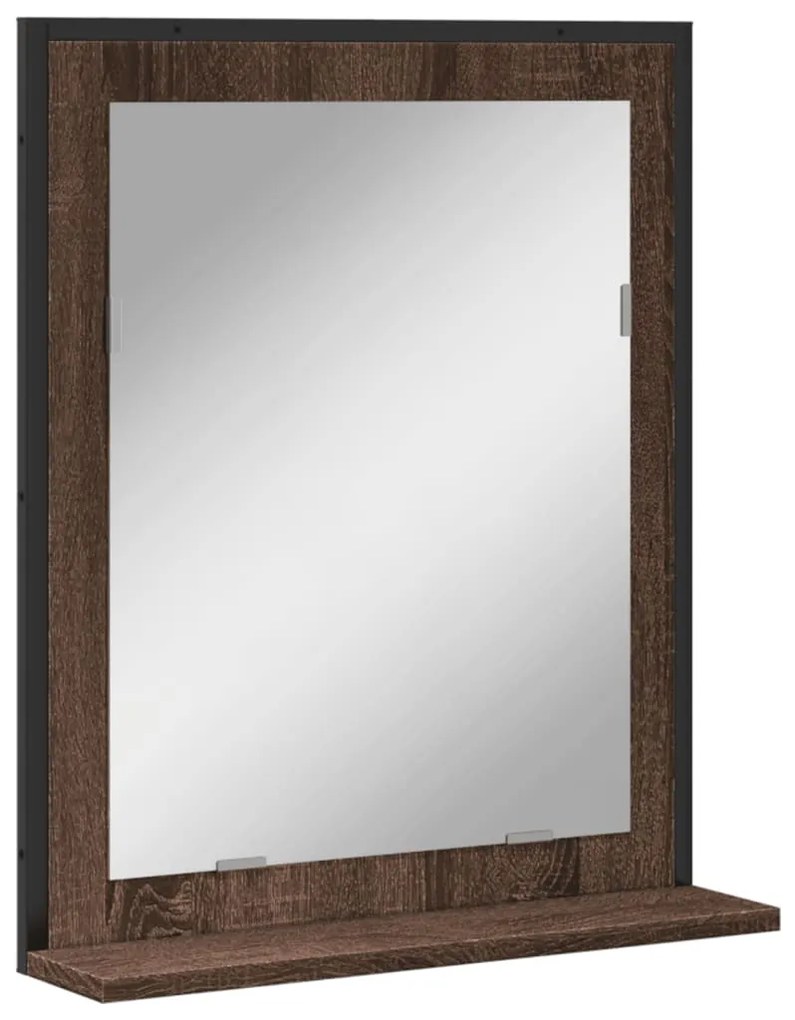 Specchio bagno con ripiano rovere marrone 50x12x60 multistrato