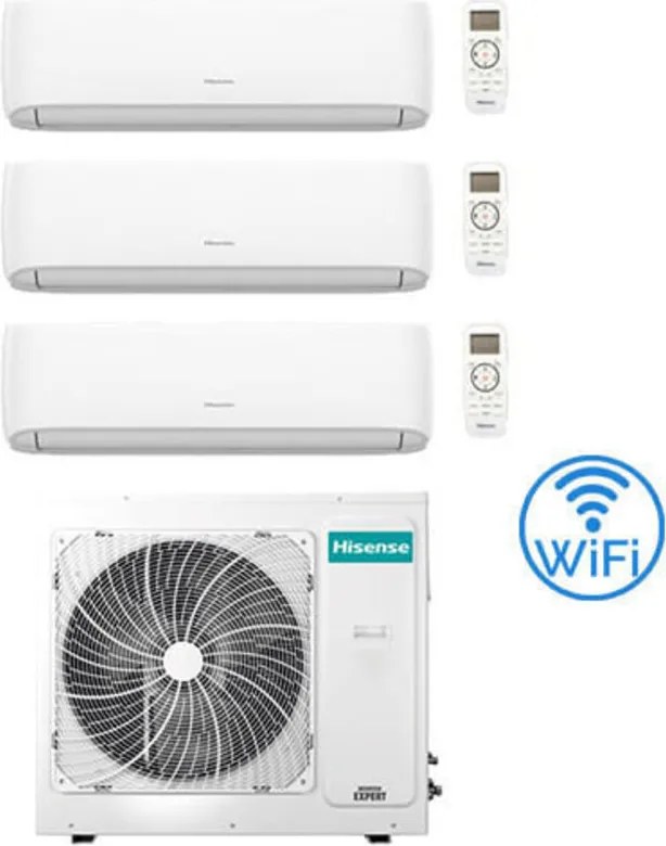 Climatizzatore Condizionatore Hisense Hi Comfort Wifi R32 Trial Split Inverter 9000 + 9000 + 12000 BTU con U.E. 4AMW81U4RJC Classe A++/A+