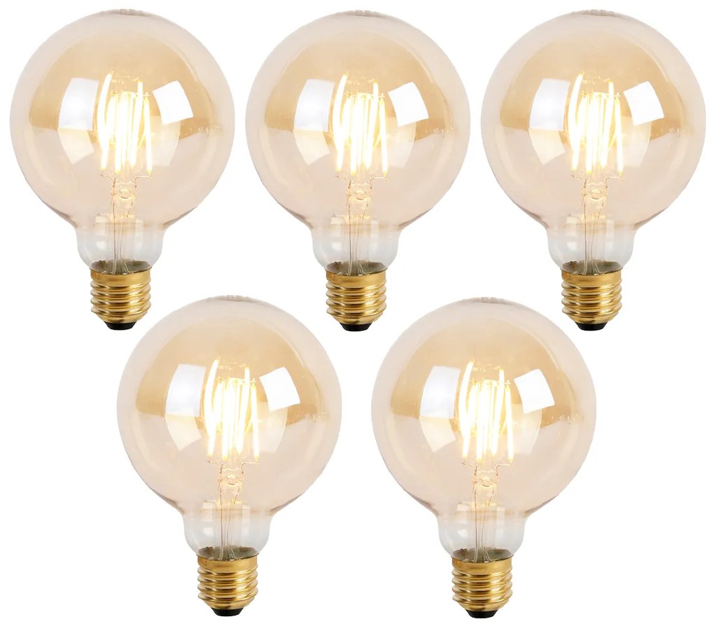 Set di 5 Lampadine LED dimmerabili a 3 livelli E27 G95 Goldline 5W 530lm 2200K