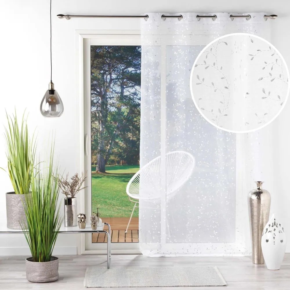 Tenda sottile bianca/argentata in voile 140x240 cm Floressia – douceur d'intérieur