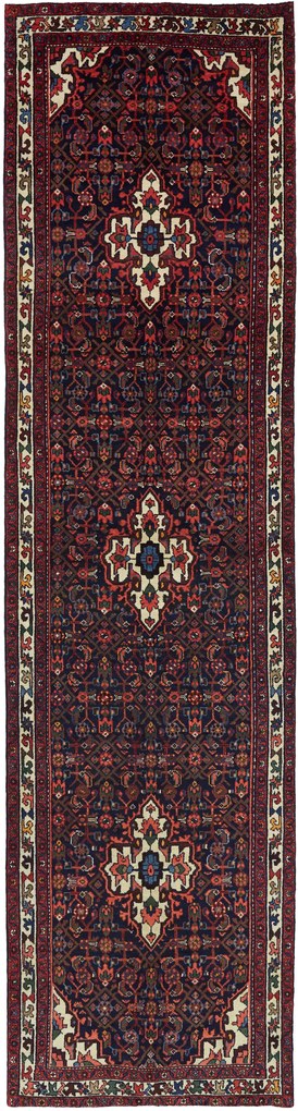 Hamedan Tappeto 110 x 410 Blu (Iran) Annodato A Mano