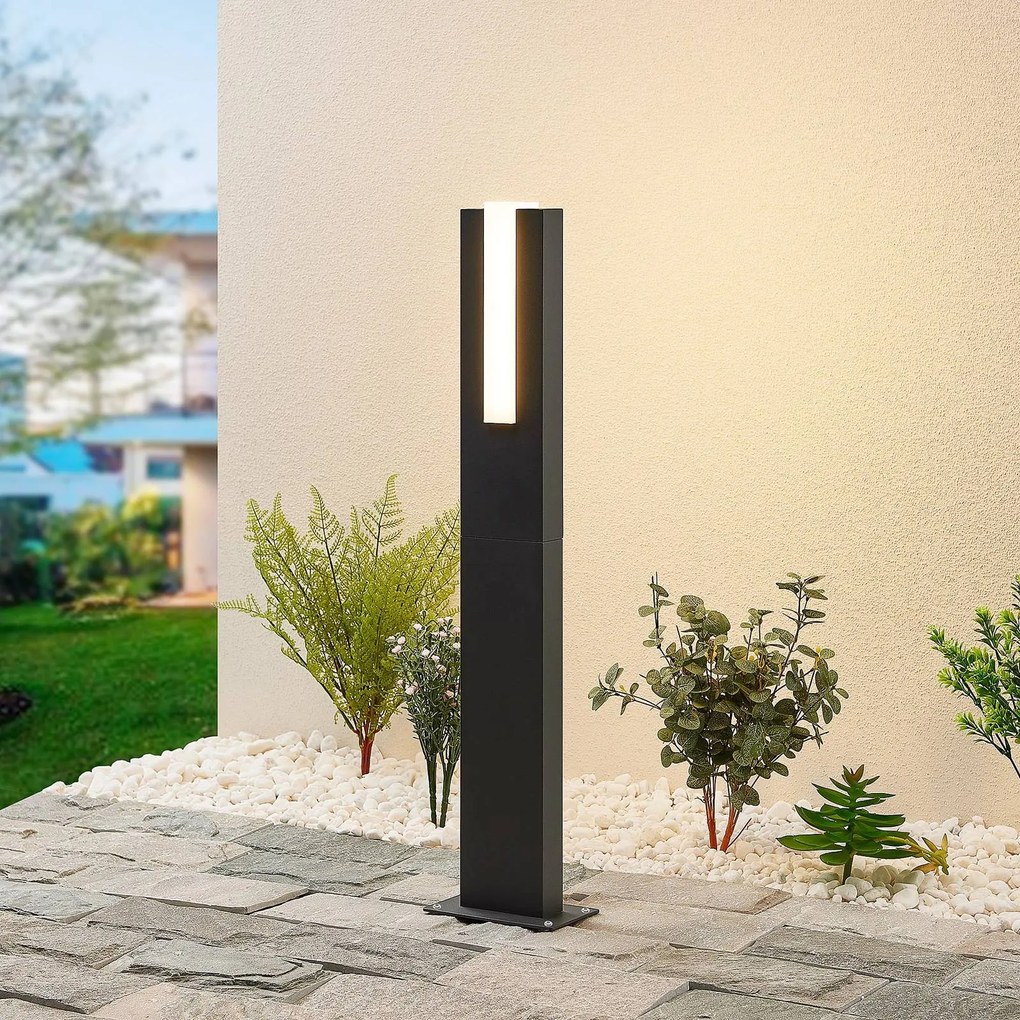 Lucande Lampione a LED Virgalia, 65 cm, IP65, grigio grafite