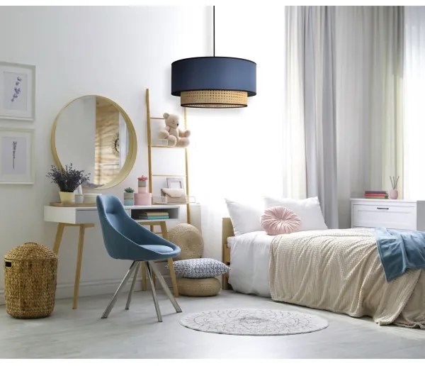 Duolla - Lampadario a sospensione con filo BOHO 1xE27/15W/230V diametro 45 cm blu/rattan