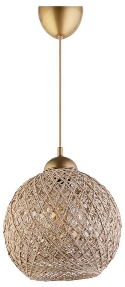 Lampadario beige/dorato con paralume in iuta ø 24 cm – Opviq lights