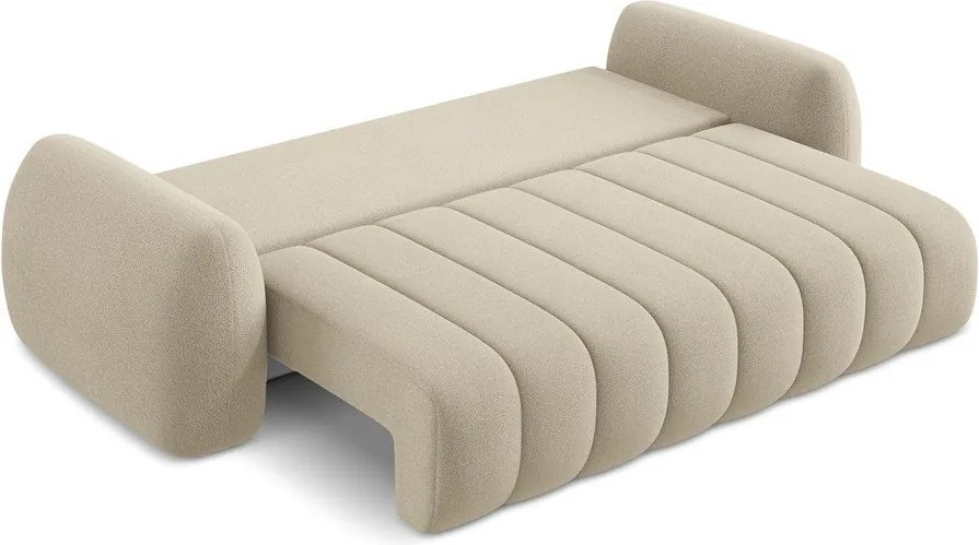 Divano marrone chiaro allungabile/con contenitore con rivestimento in bouclé 266 cm Pele – Makamii