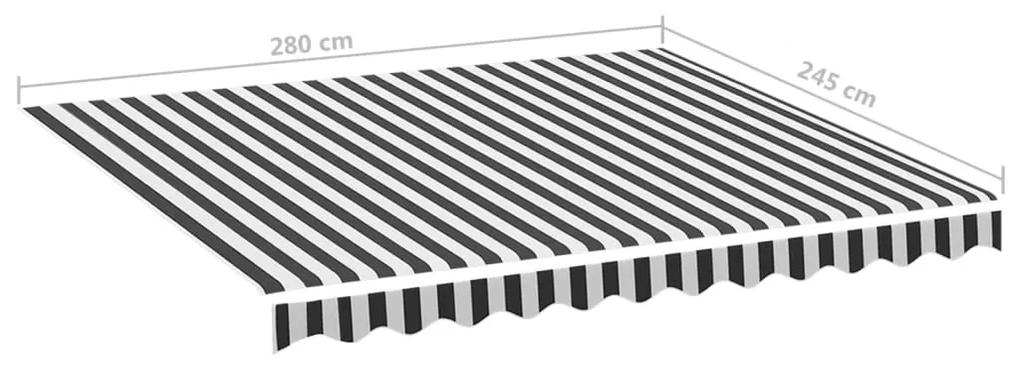 Tessuto di Ricambio per Tenda da Sole Antracite e Bianco 3x2,5m