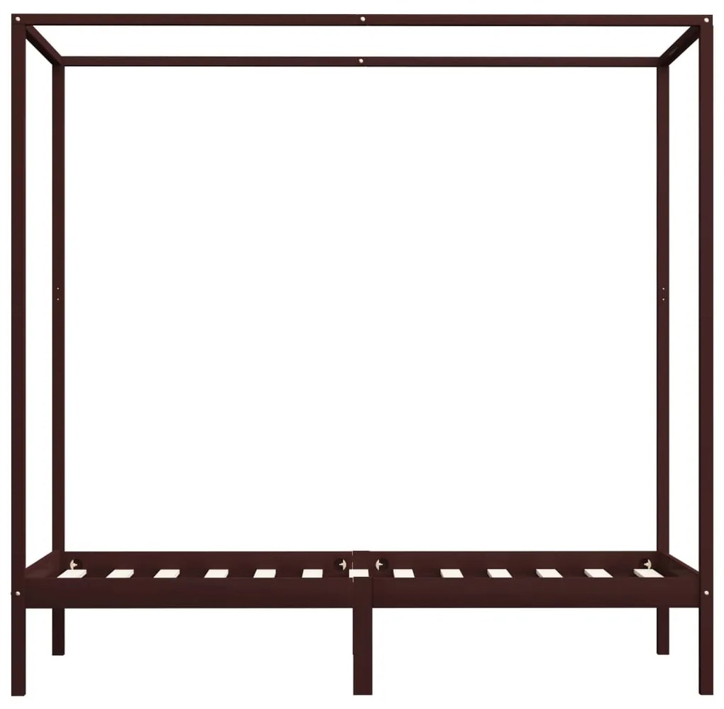 Giroletto a baldacchino marrone scuro massello pino 90x200 cm
