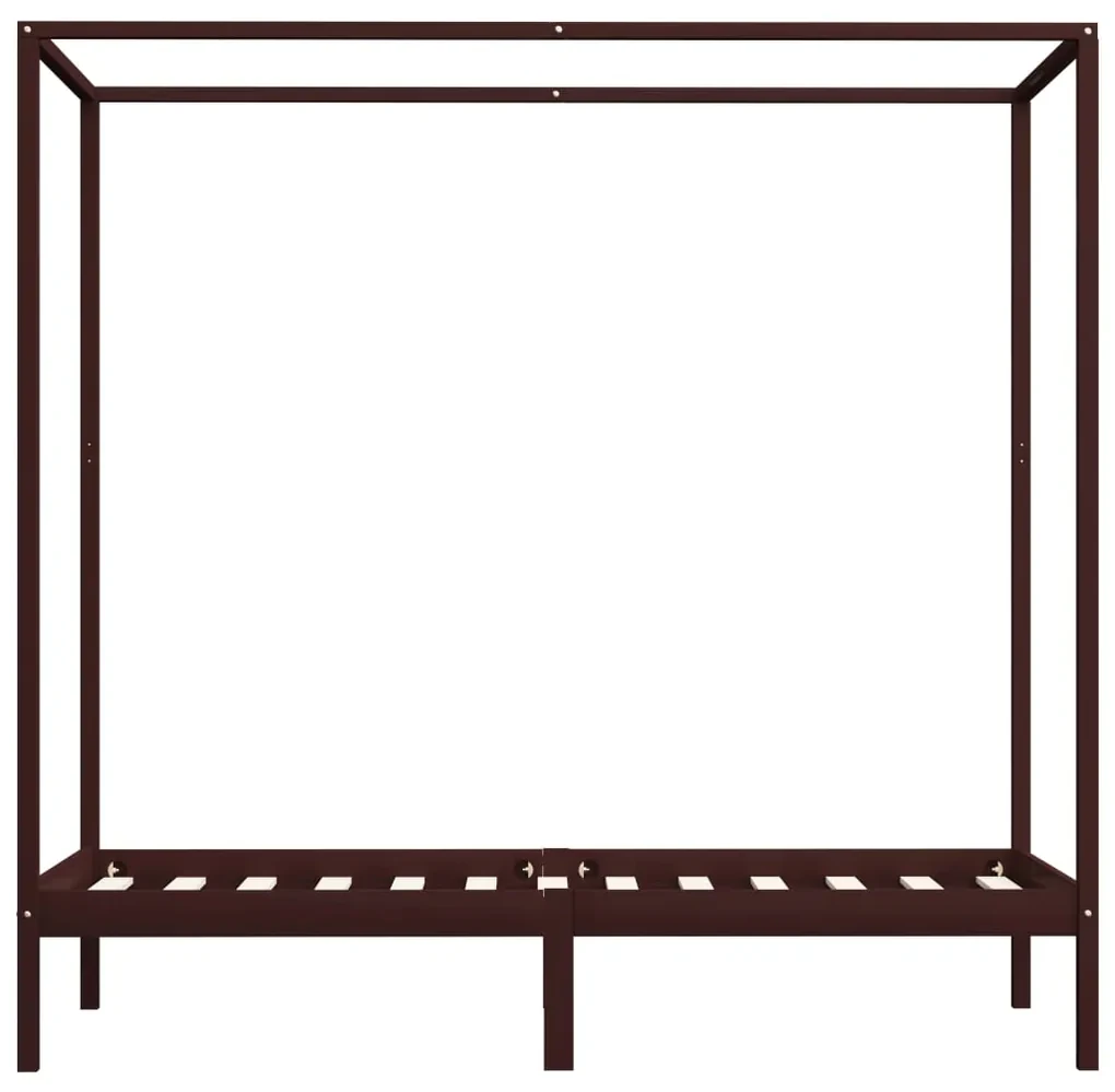 Giroletto a baldacchino marrone scuro massello pino 90x200 cm