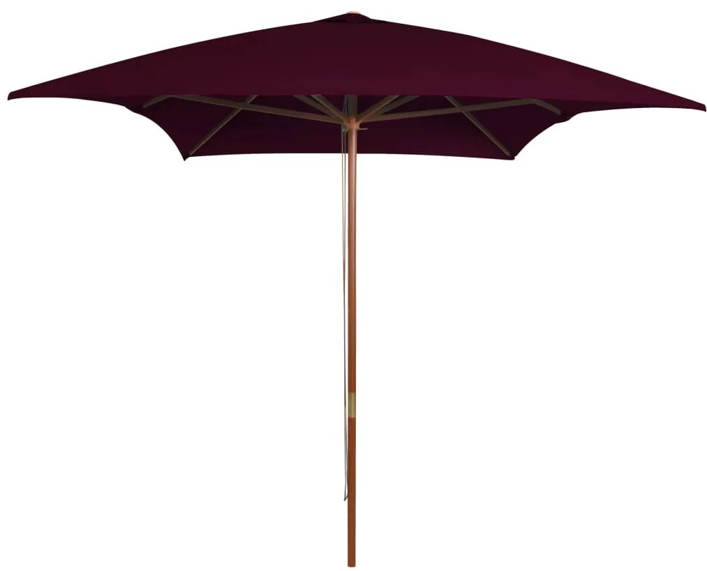 Ombrellone Da Giardino Con Palo İn Legno Bordeaux 200x300 Cm /