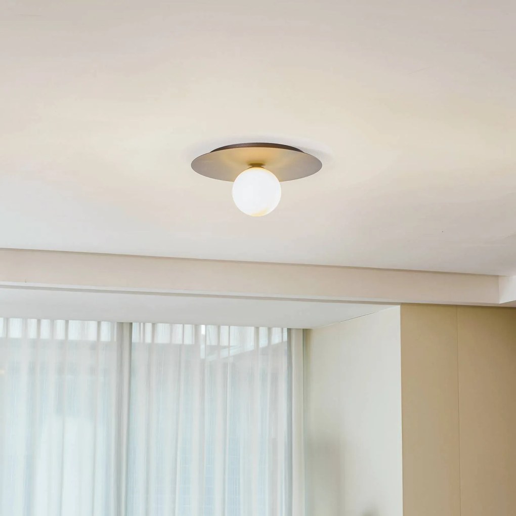 EMIBIG LIGHTING Plafoniera solare, nero/opale, 1 luce