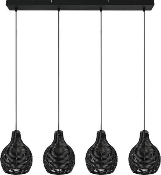 Reality - Lampadario sospeso con cavo SPROUT 4xE14/30W/230V nero/rattan