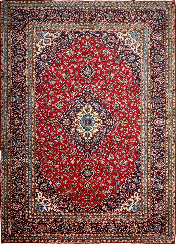 Kashan Tappeto persiano 350 x 250 Blu (Iran) Annodato A Mano