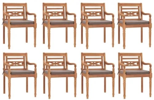 Set Pranzo Giardino 9pz con Cuscini Grigio Scuro Massello Teak