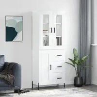 Credenza Bianco Lucido 69,5x34x180 cm in Legno Multistrato 3198667