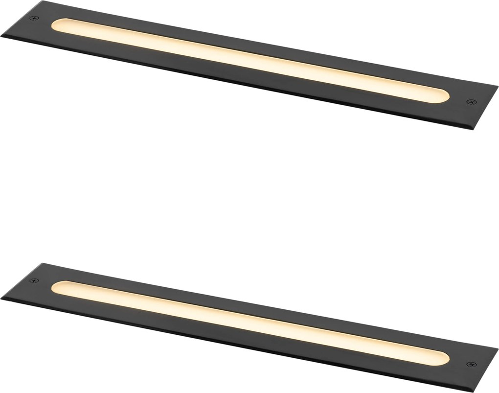Set di 2 faretti da terra moderni neri 50 cm incl. LED IP65 - Eline