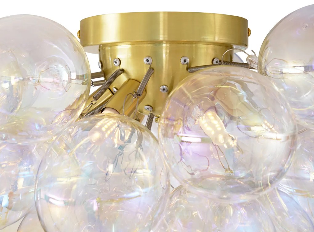 Lampada da soffitto di design in ottone con vetro arcobaleno 6 luci - Uvas