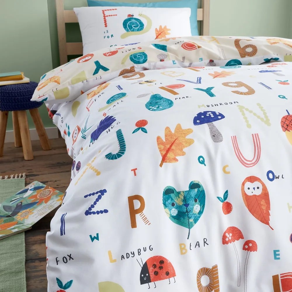 Biancheria da letto per bambini per letto singolo 140x200 cm Woodland Alphabet - RHS