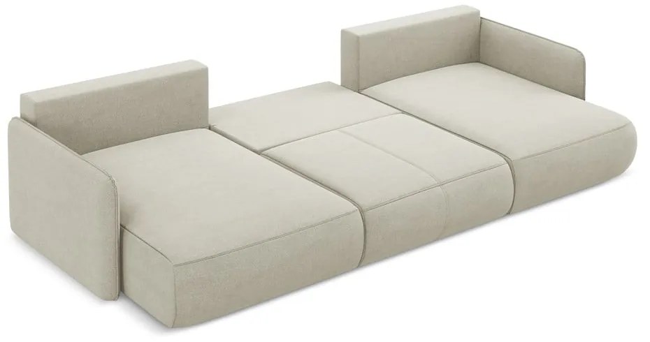 Divano angolare color crema allungabile/con contenitore Nanea – Makamii