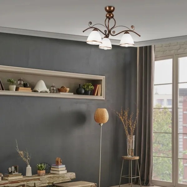 Brilagi - Lampadario a plafone LED ANTICO 3xE27/60W/230V patina di bronzo